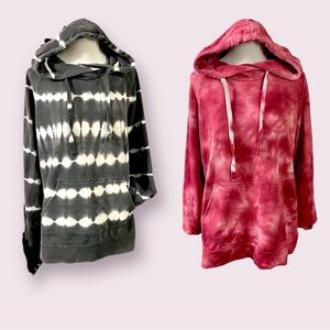 Two tie dye sweatshirts